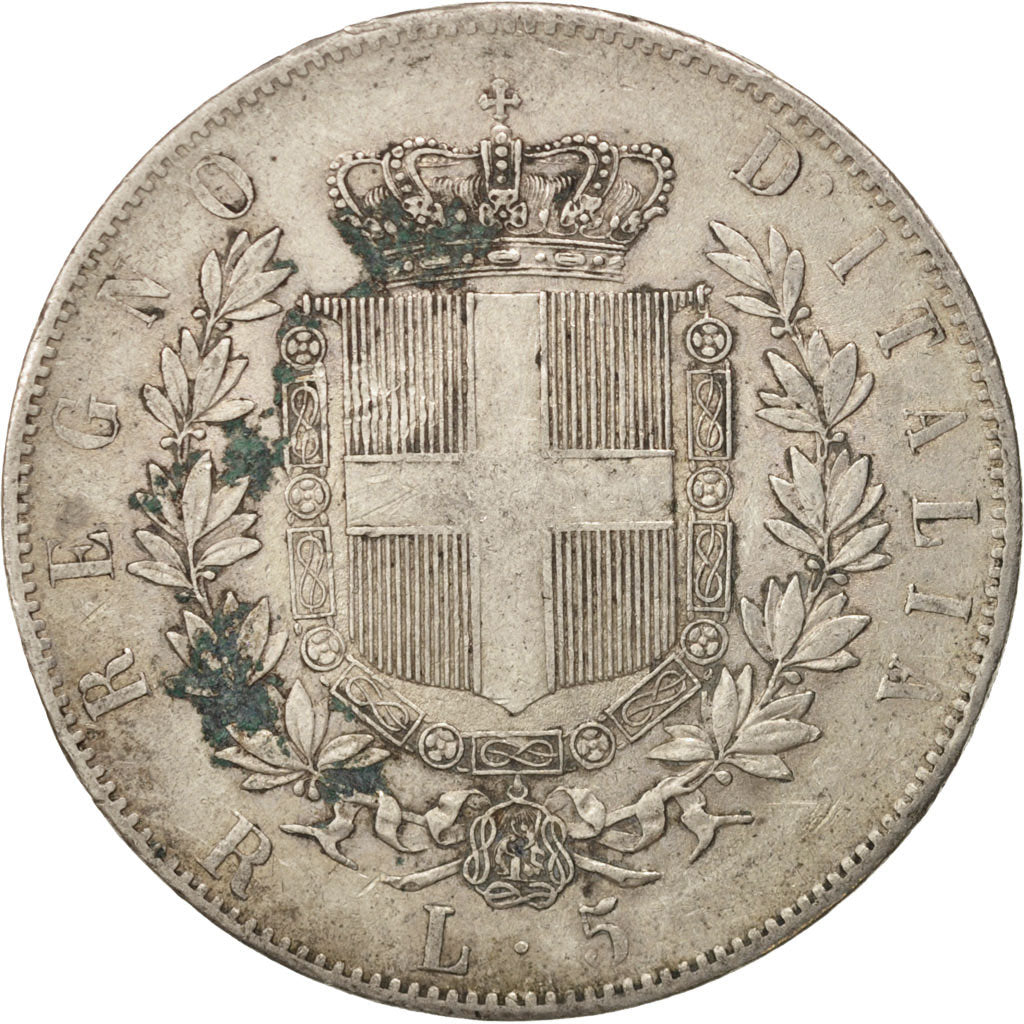 Coin, Italy, Vittorio Emanuele II, 5 Lire, 1877, Rome, AU(50-53), Silver, KM:8.4