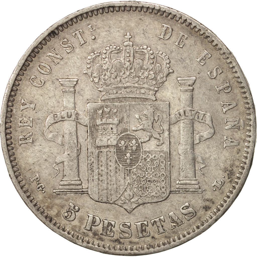 Spain, Alfonso XIII, 5 Pesetas, 1893, VF(30-35), Silver, KM:700