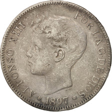 Coin, Spain, Alfonso XIII, 5 Pesetas, 1897, VF(30-35), Silver, KM:707