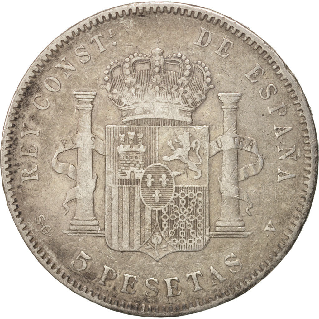 Coin, Spain, Alfonso XIII, 5 Pesetas, 1897, VF(30-35), Silver, KM:707