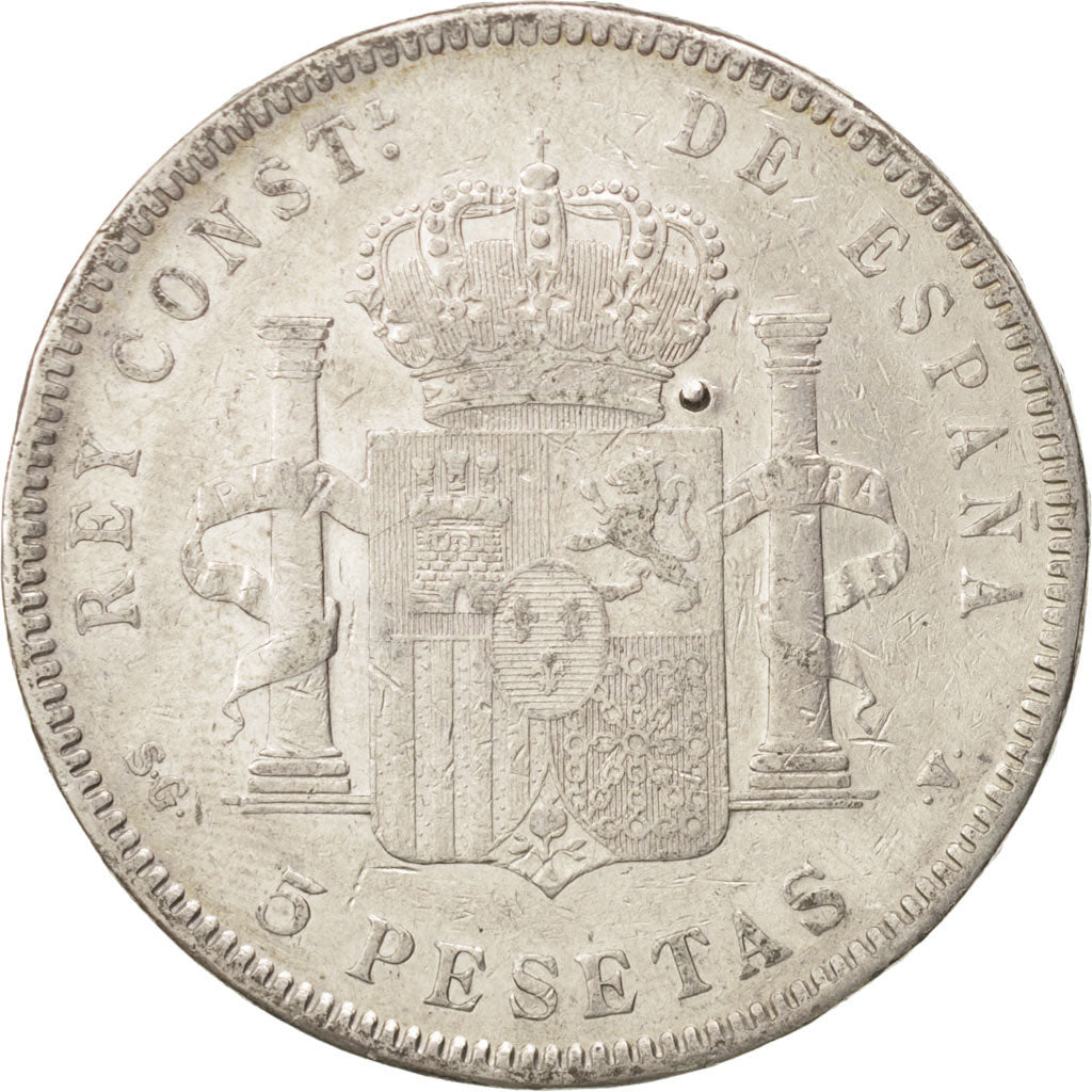 Coin, Spain, Alfonso XIII, 5 Pesetas, 1898, VF(30-35), Silver, KM:707