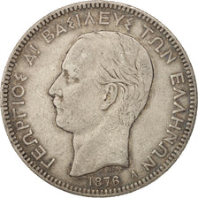 Greece, George I, 5 Drachmai, 1876, Paris, VF(20-25), Silver, KM:46