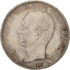 Greece, George I, 5 Drachmai, 1876, Paris, VF(20-25), Silver, KM:46