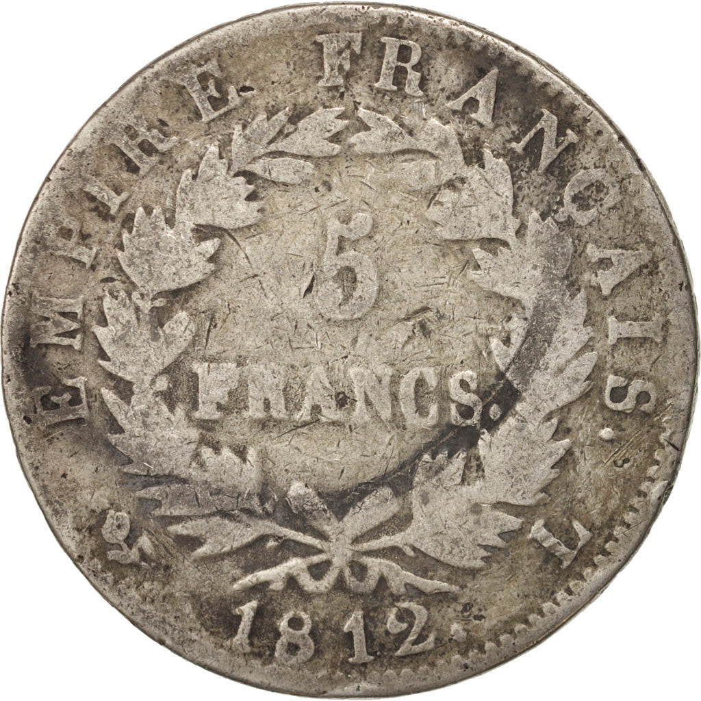France, 5 Francs, 1812, Bayonne, B+, Argent, KM:694.9