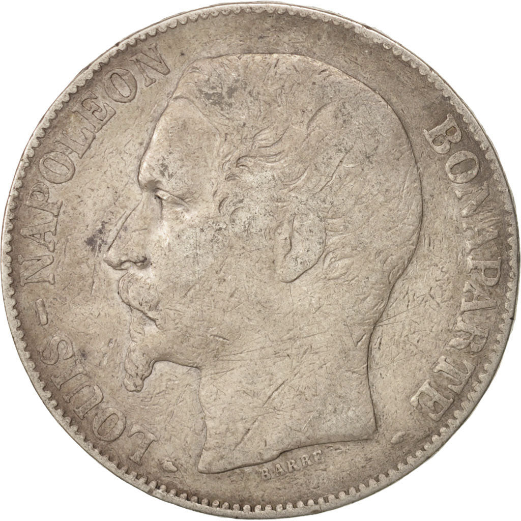 France, 5 Francs, 1852, Paris, F(12-15), Silver, KM:773.1, Gadoury:726