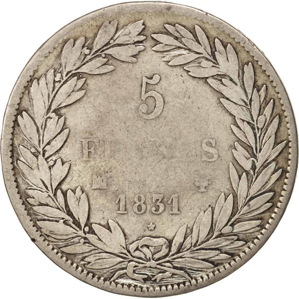 Coin, France, Louis-Philippe, 5 Francs, 1831, Marseille, VF(20-25), Silver