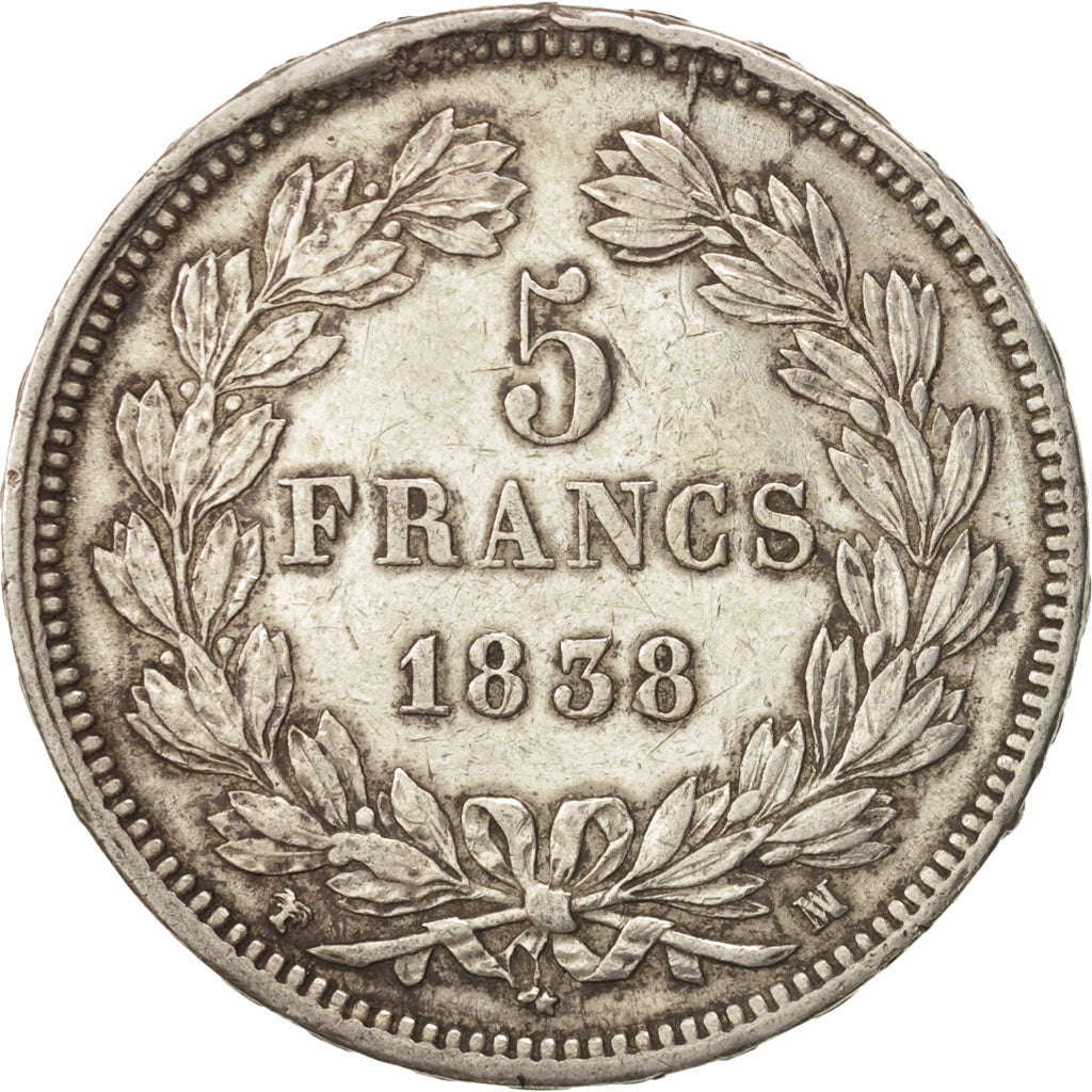 France, Louis-Philippe, 5 Francs, 1838, Marseille, EF(40-45), Silver, KM:749.10