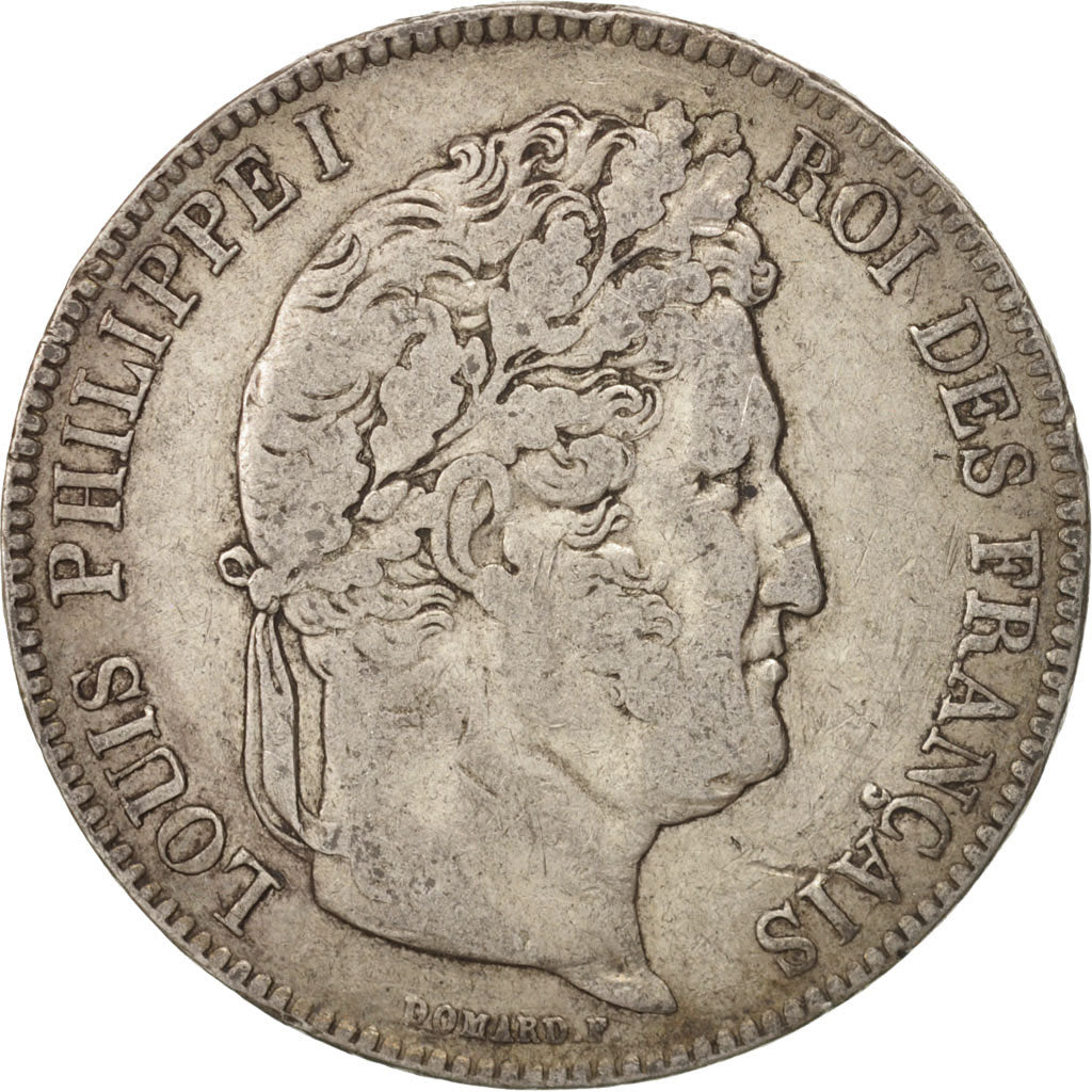Moneta, Francia, Louis-Philippe, 5 Francs, 1842, Bordeaux, MB+, Argento