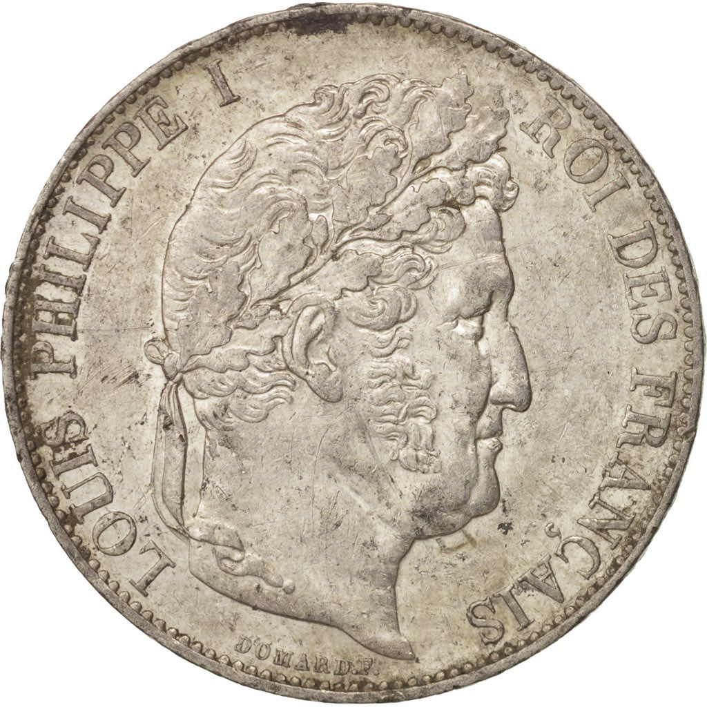 Moneta, Francia, Louis-Philippe, 5 Francs, 1845, Lille, BB+, Argento, KM:749.13