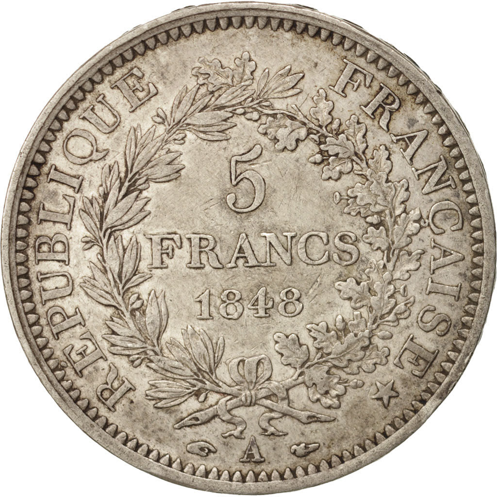 France, Hercule, 5 Francs, 1848, Paris, AU(50-53), Silver, KM:756.1, Gadoury:683