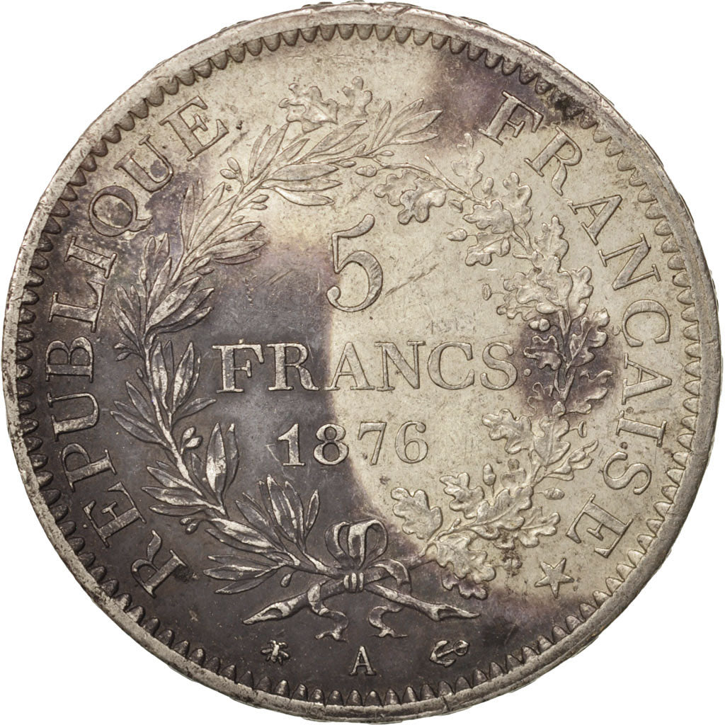 Moneta, Francia, Hercule, 5 Francs, 1876, Paris, SPL-, Argento, KM:820.1