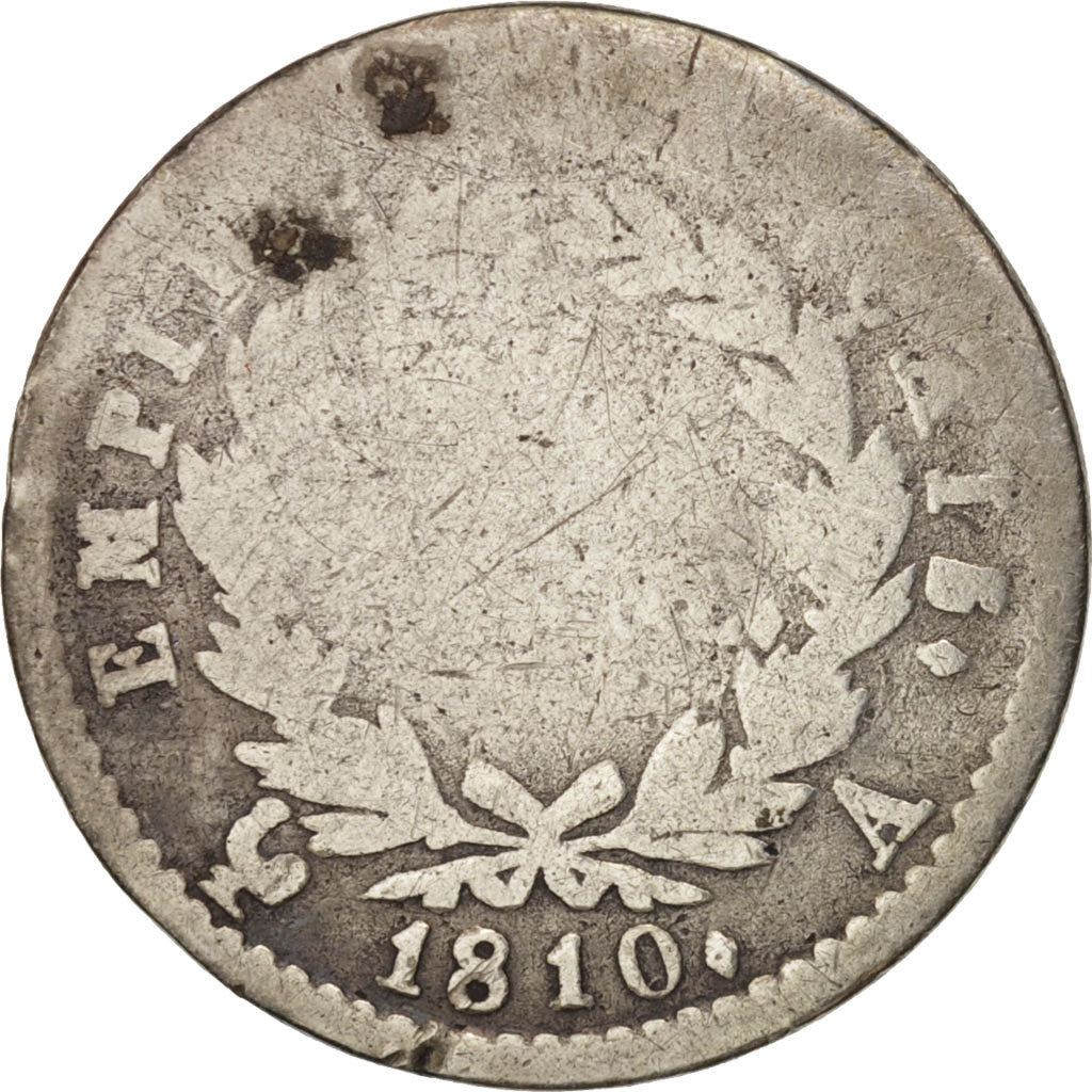 France, 1/2 Franc, 1810, Paris, F(12-15), Silver, KM:691.1, Gadoury:399