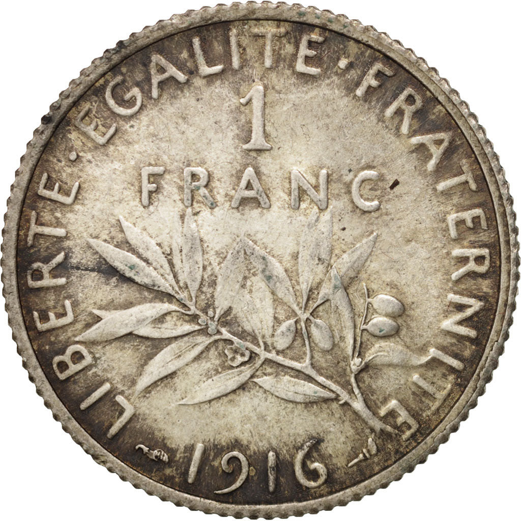 Coin, France, Semeuse, Franc, 1916, Paris, MS(63), Silver, KM:844.1, Gadoury:467