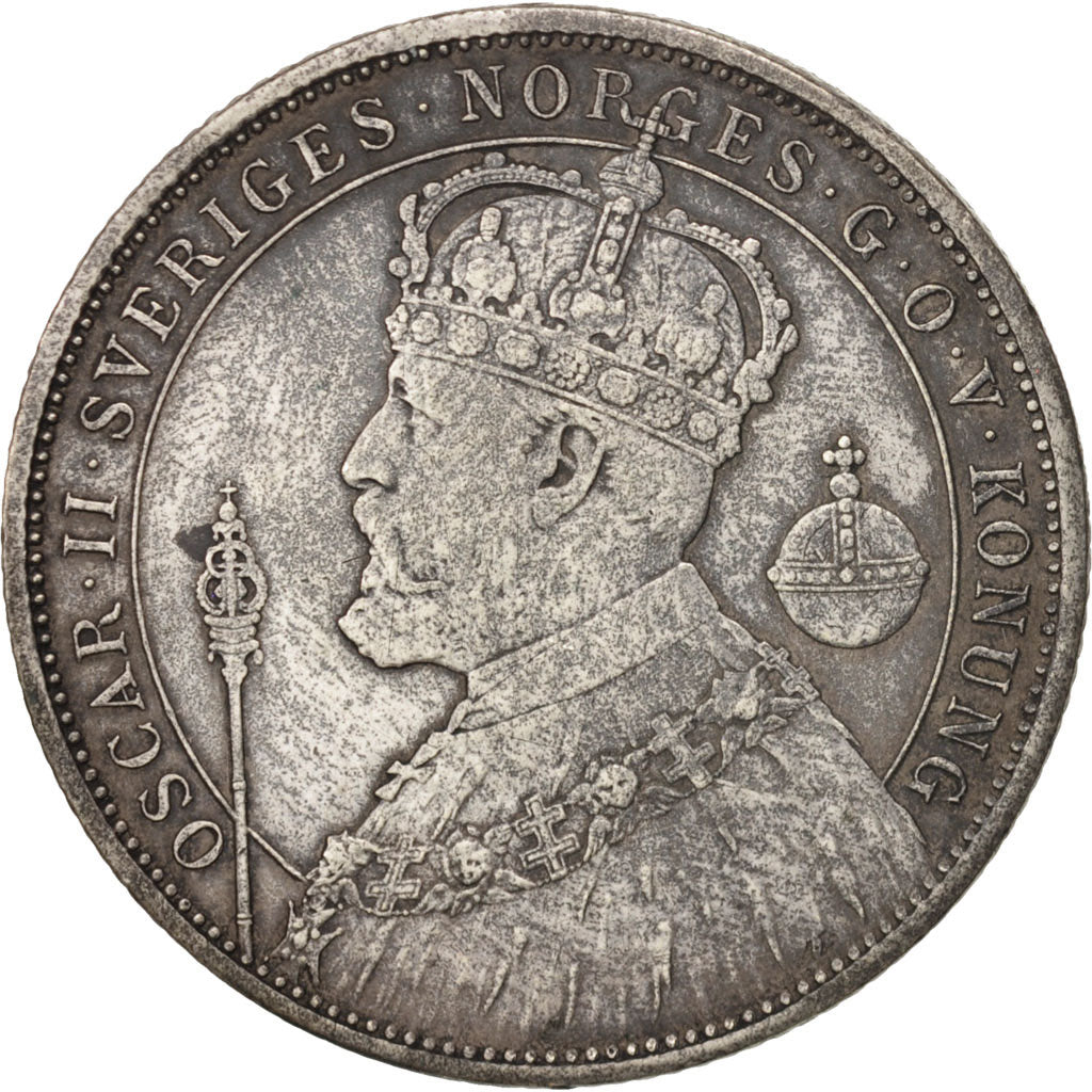 Sweden, Oscar II, 2 Kronor, 1897, EF(40-45), Silver, KM:762