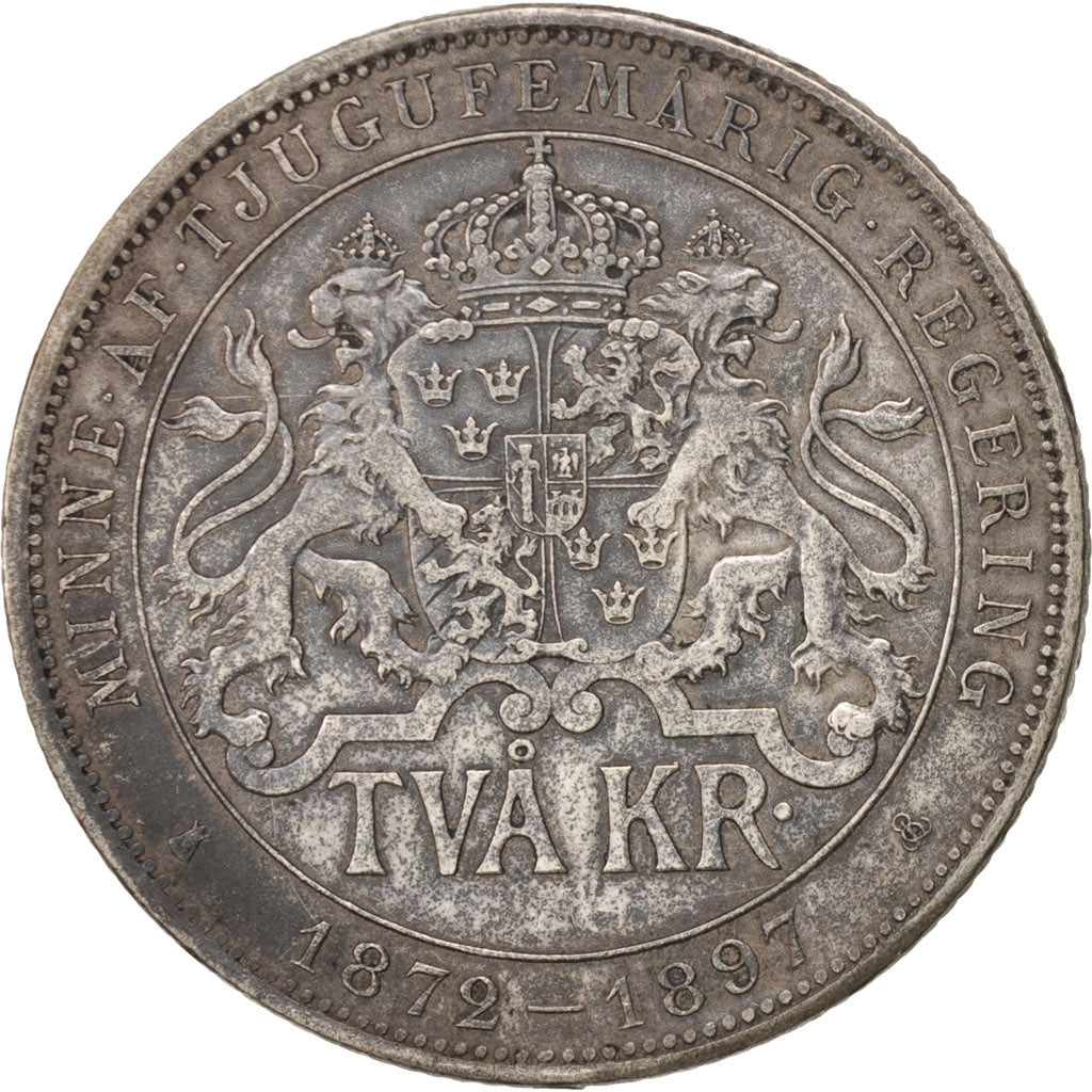 Sweden, Oscar II, 2 Kronor, 1897, EF(40-45), Silver, KM:762