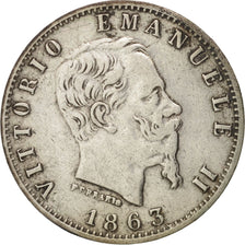 Coin, Italy, Vittorio Emanuele II, 20 Centesimi, 1863, Milan, EF(40-45), Silver