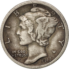 United States, Mercury Dime, Dime, 1917, U.S. Mint, Philadelphia, AU(50-53)