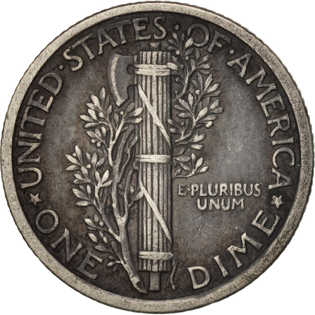 United States, Mercury Dime, Dime, 1917, U.S. Mint, Philadelphia, AU(50-53)