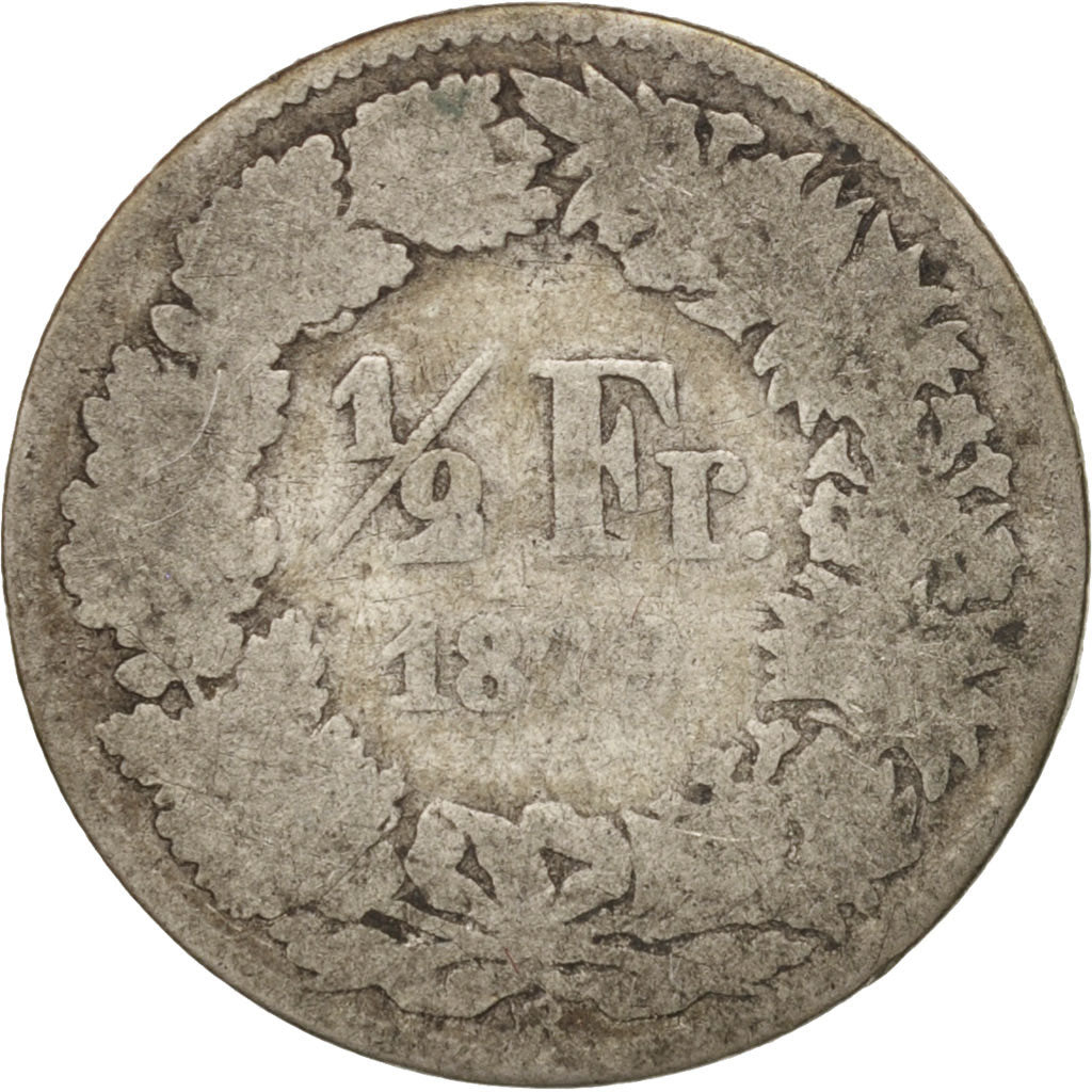 Switzerland, 1/2 Franc, 1879, Bern, VG(8-10), Silver, KM:23