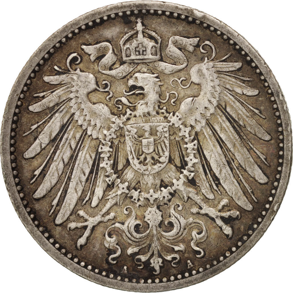 Coin, GERMANY - EMPIRE, Wilhelm II, Mark, 1914, Berlin, AU(50-53), Silver, KM:14