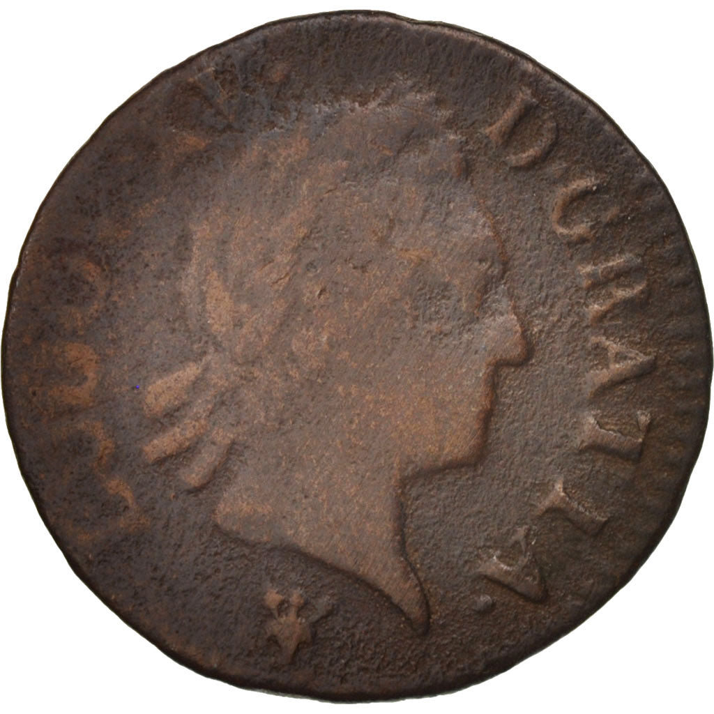 France, Louis XV, Liard à la vieille tête, Liard, 1770, Reims, VF(20-25)