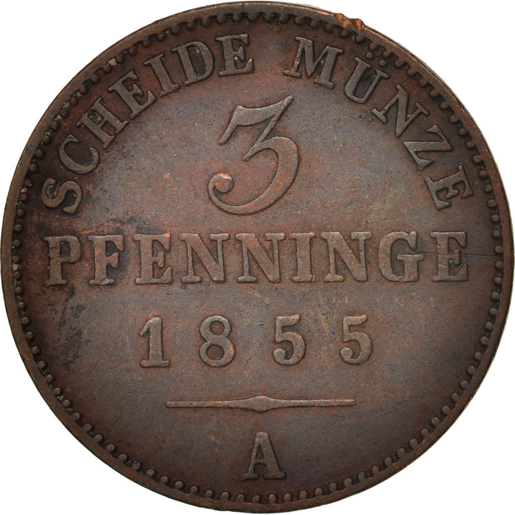 Coin, German States, PRUSSIA, Friedrich Wilhelm IV, 3 Pfennig, 1855, EF(40-45)