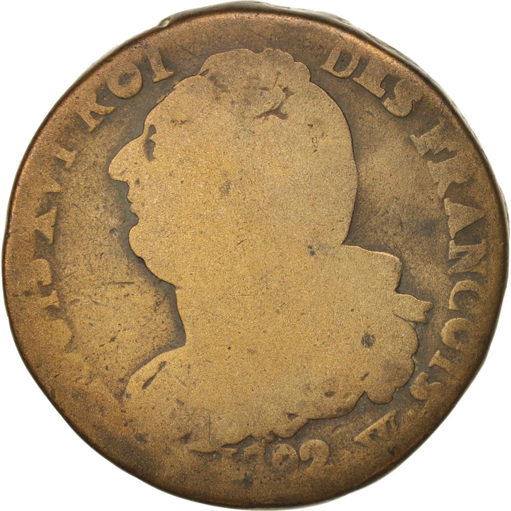 Moneta, Francia, 2 sols françois, 2 Sols, 1792, Lille, B+, Bronzo, KM:603.16