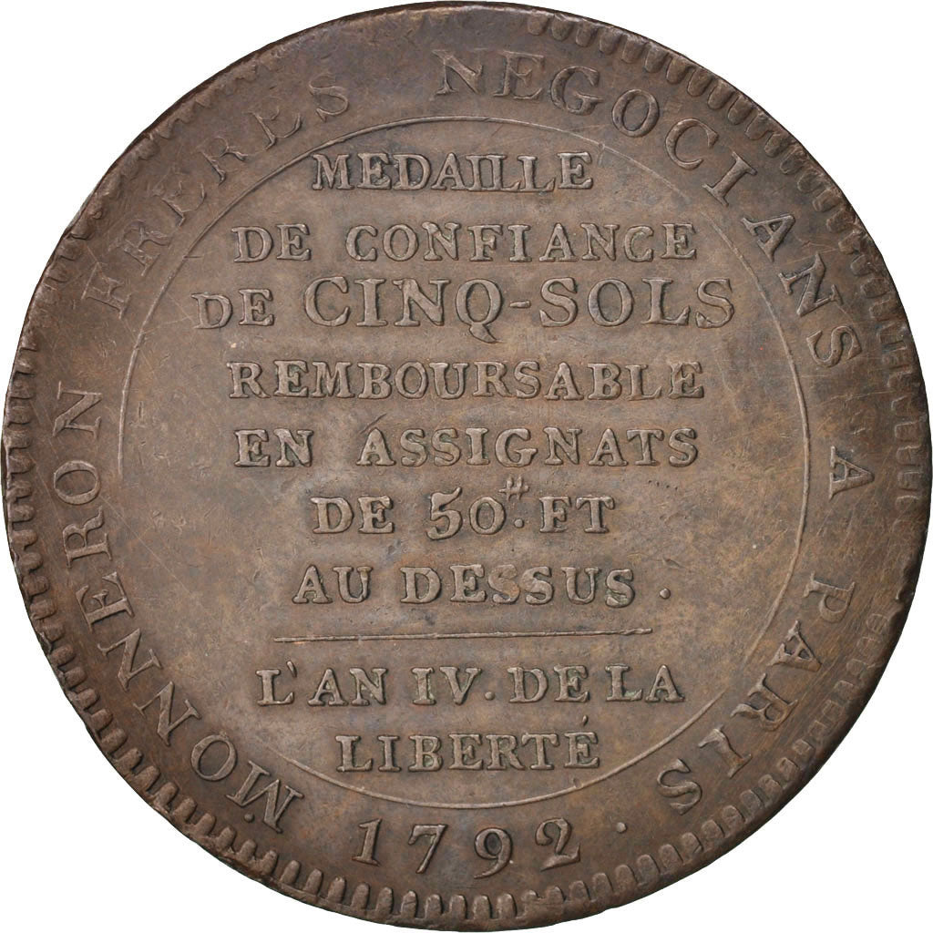 France, 5 Sols, 1792, Birmingham, TTB+, Bronze, KM:Tn31