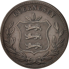 Guernsey, 8 Doubles, 1874, Heaton, Birmingham, AU(50-53), Bronze, KM:7