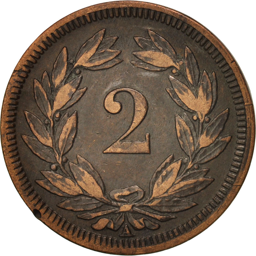 Coin, Switzerland, 2 Rappen, 1850, EF(40-45), Bronze, KM:4.1