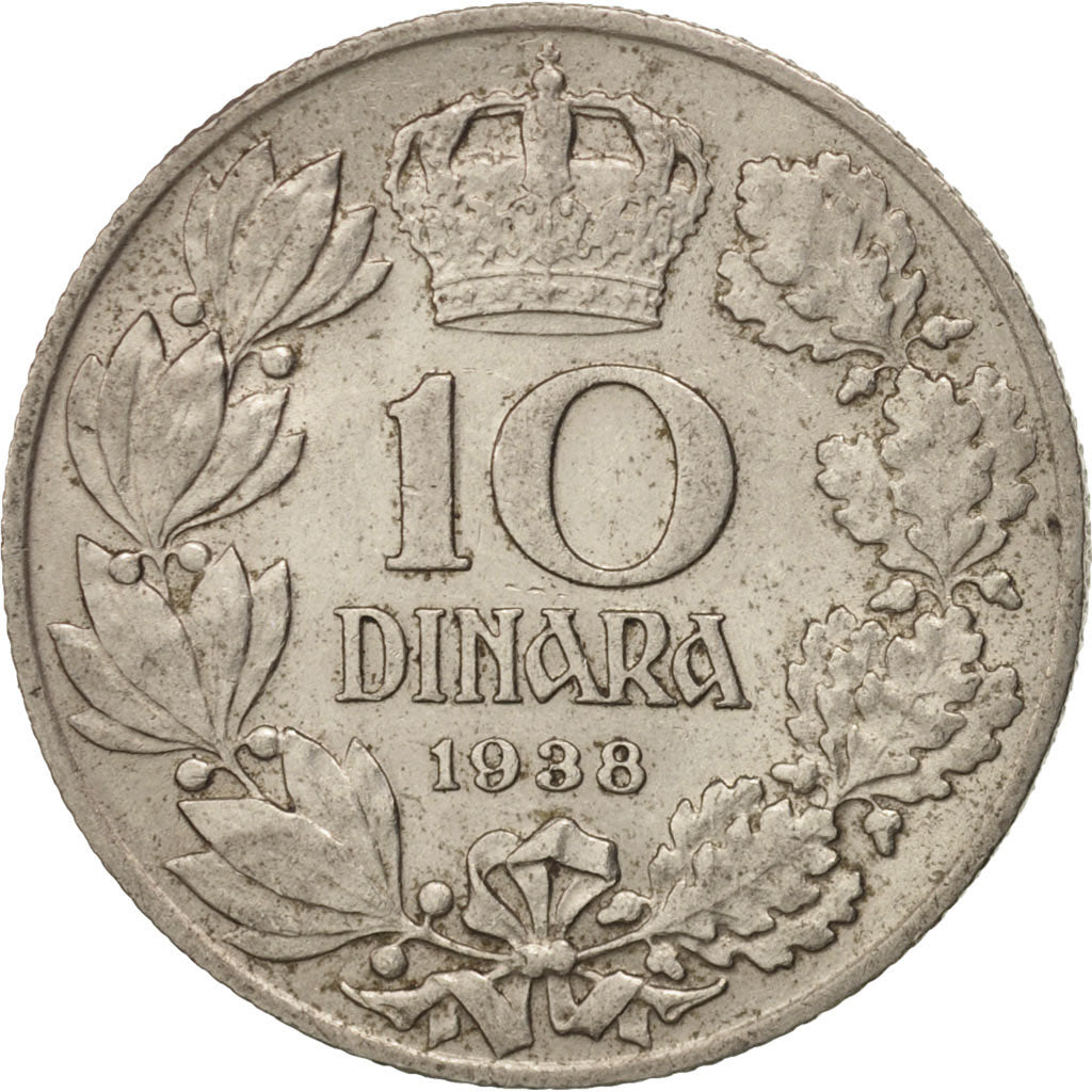 Yugoslavia, Petar II, 10 Dinara, 1938, AU(55-58), Nickel, KM:22