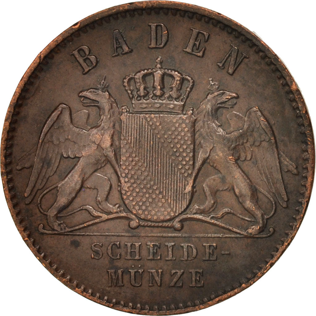 Coin, German States, BADEN, Friedrich I, Kreuzer, 1868, AU(50-53), Copper