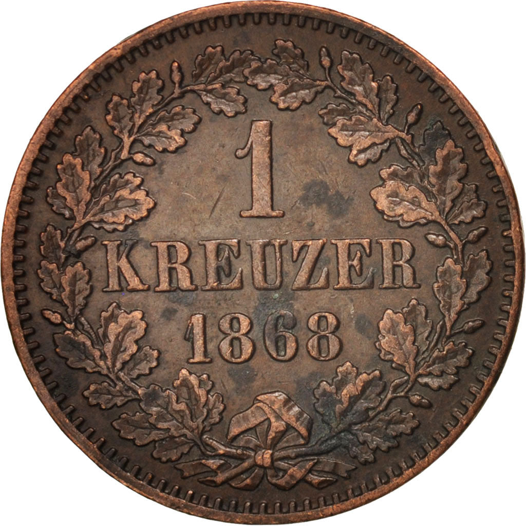 Coin, German States, BADEN, Friedrich I, Kreuzer, 1868, AU(50-53), Copper