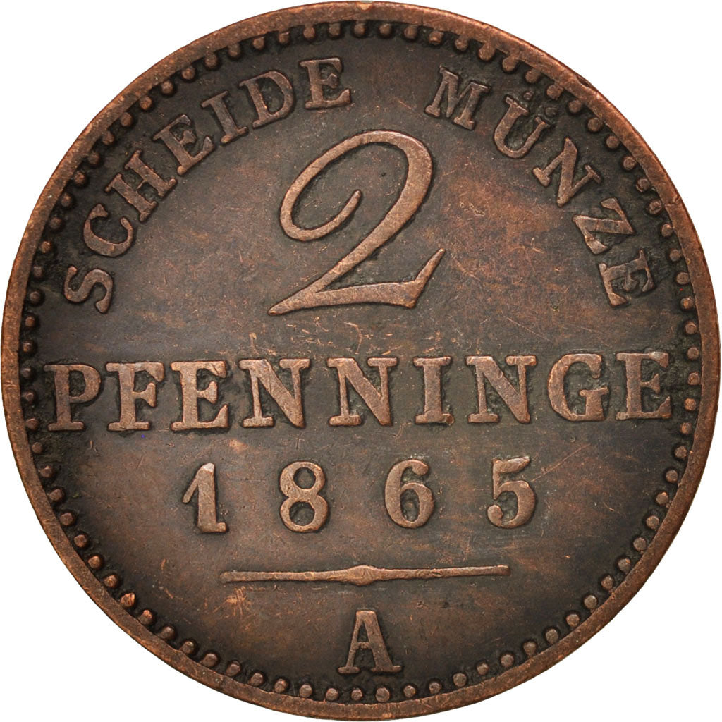 Coin, German States, PRUSSIA, Wilhelm I, 2 Pfennig, 1865, Berlin, EF(40-45)