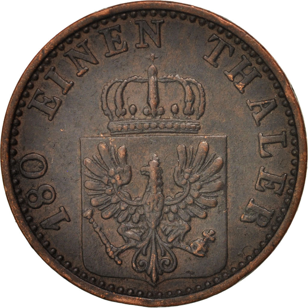 Coin, German States, PRUSSIA, Wilhelm I, 2 Pfennig, 1868, Cleves, AU(50-53)