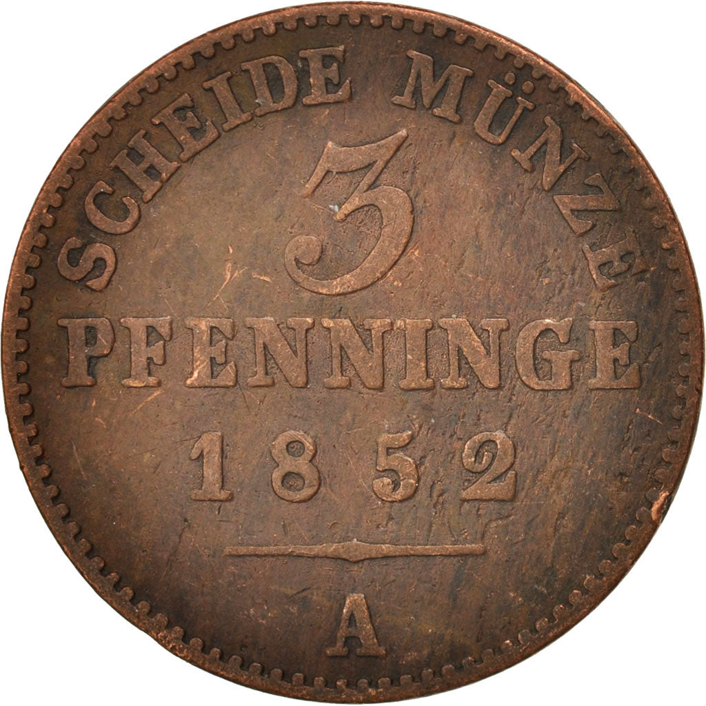 Coin, German States, PRUSSIA, Friedrich Wilhelm IV, 3 Pfennig, 1852, Berlin