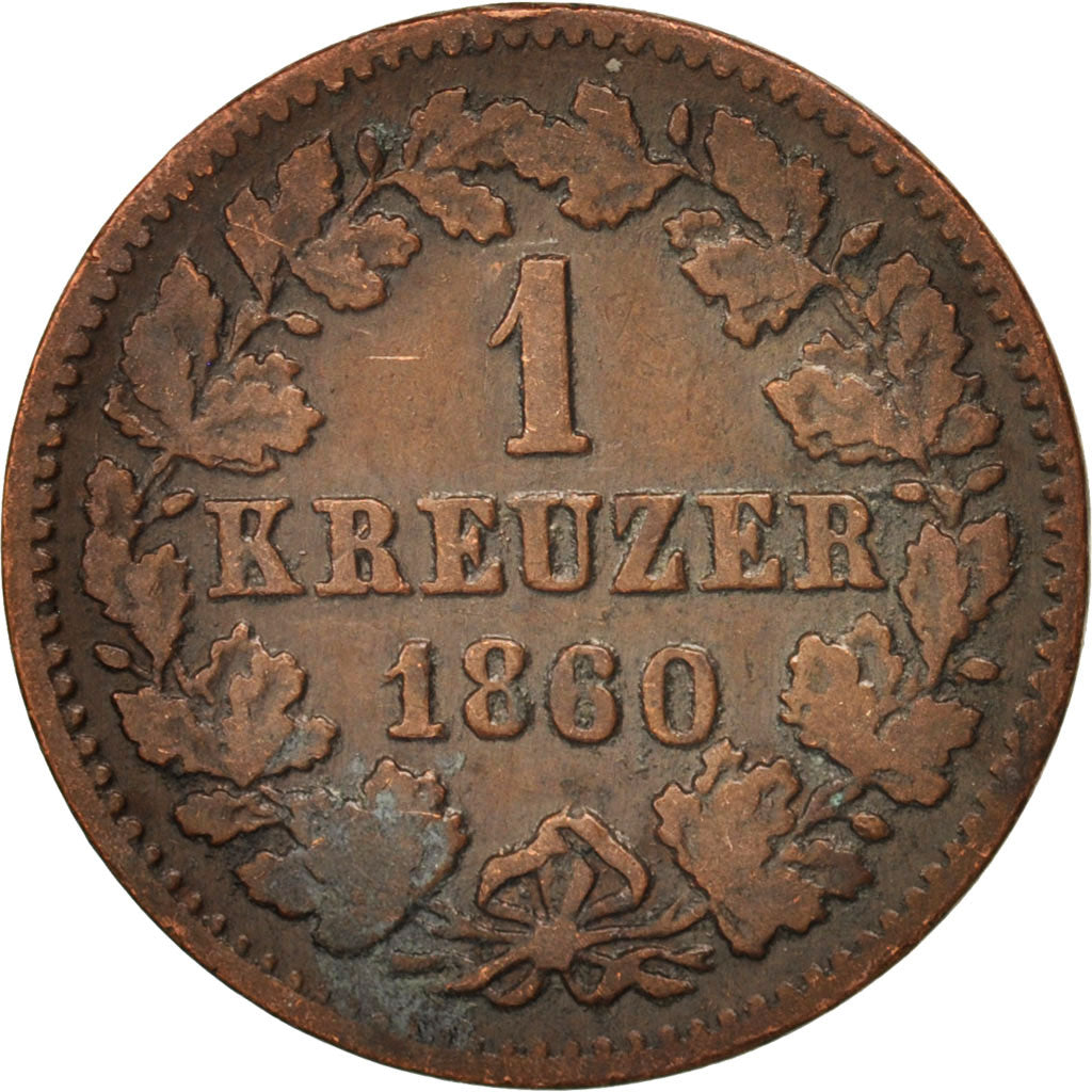 Coin, German States, NASSAU, Adolph, Kreuzer, 1860, Wiesbaden, EF(40-45)