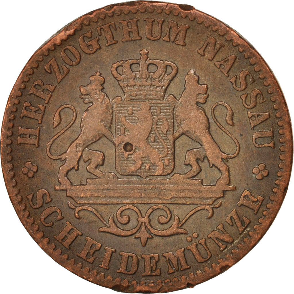Coin, German States, NASSAU, Adolph, Kreuzer, 1863, Wiesbaden, VF(30-35)