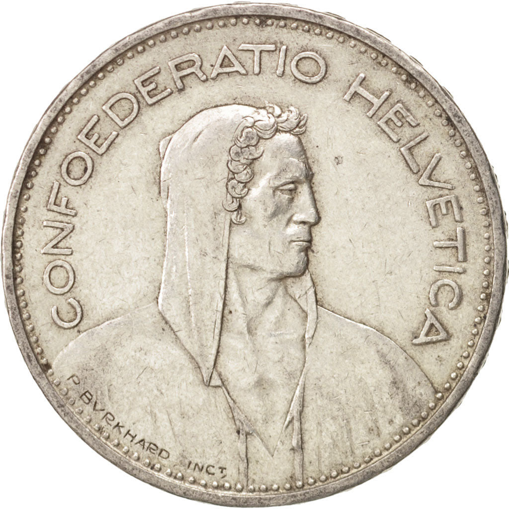 Switzerland, 5 Francs, 1937, Bern, AU(50-53), Silver, KM:40
