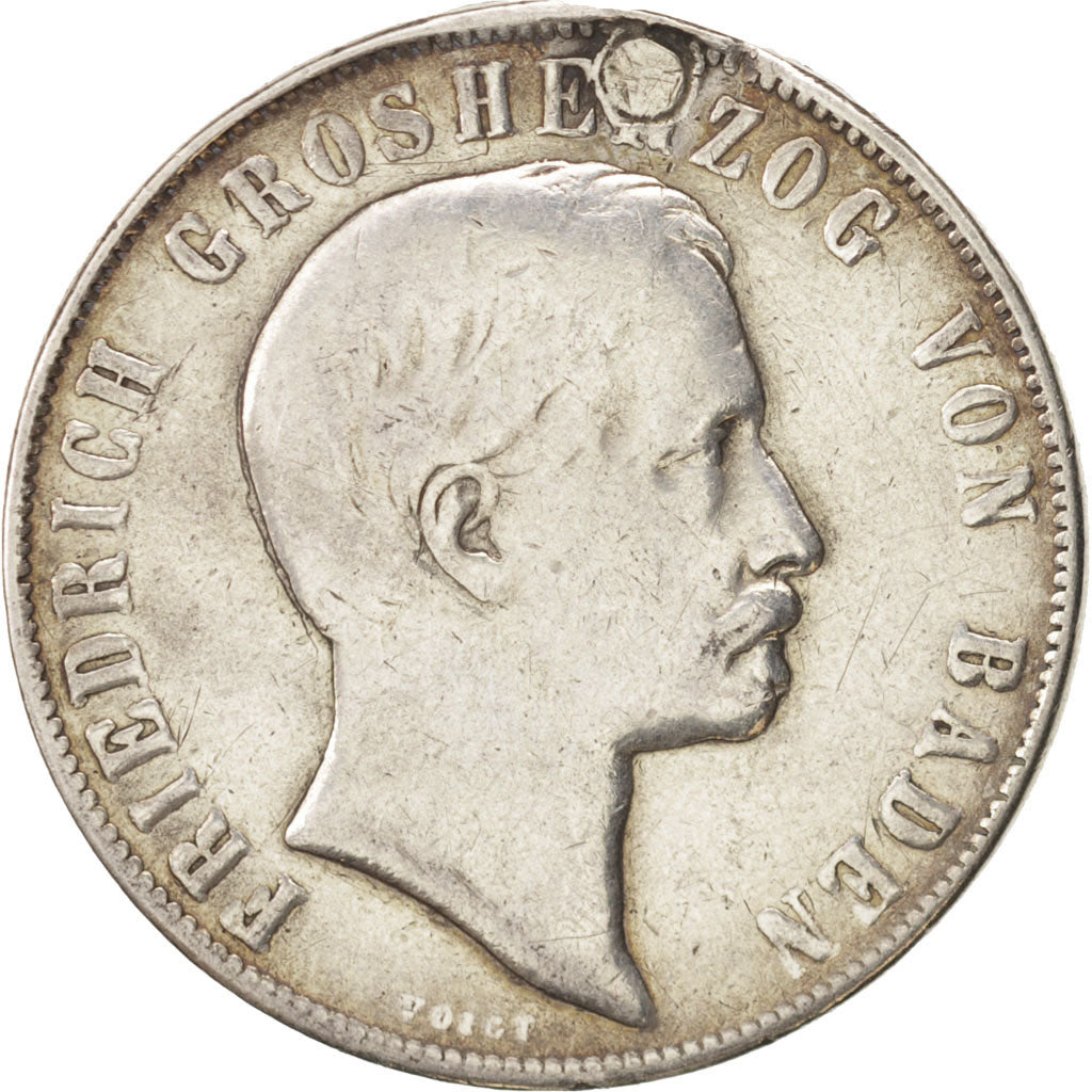 German States, BADEN, Friedrich I, Gulden, 1863, VF(20-25), Silver, KM:247