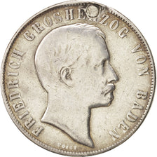 German States, BADEN, Friedrich I, Gulden, 1863, VF(20-25), Silver, KM:247