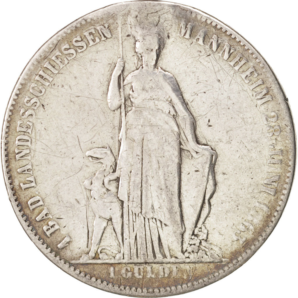 German States, BADEN, Friedrich I, Gulden, 1863, VF(20-25), Silver, KM:247