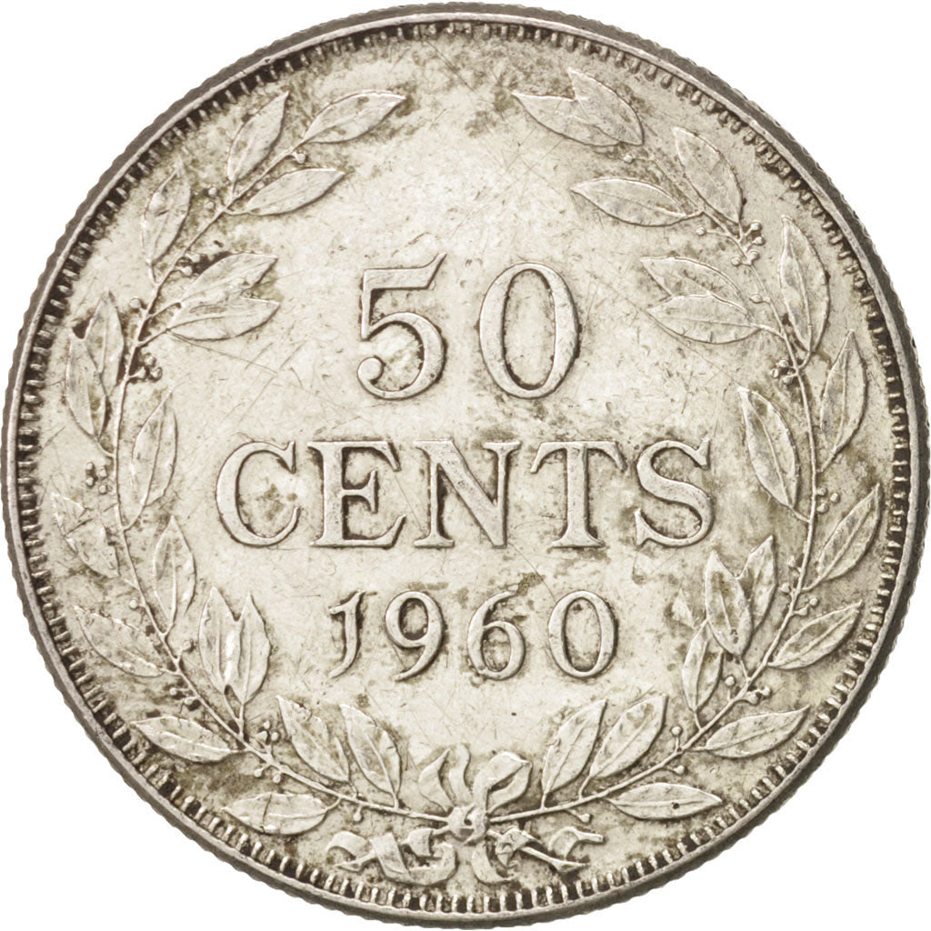 Liberia, 50 Cents, 1960, Heaton, EF(40-45), Silver, KM:17