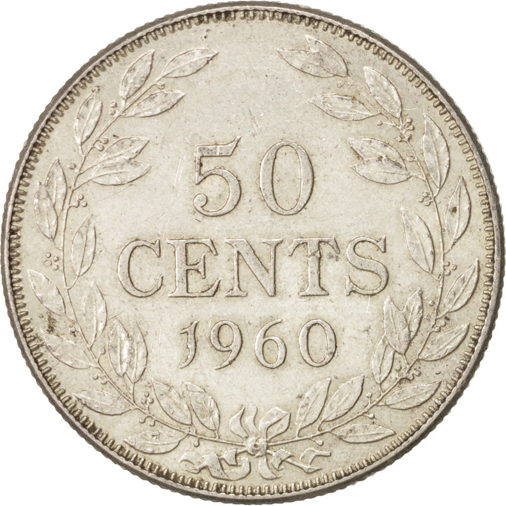 Coin, Liberia, 50 Cents, 1960, Heaton, AU(50-53), Silver, KM:17