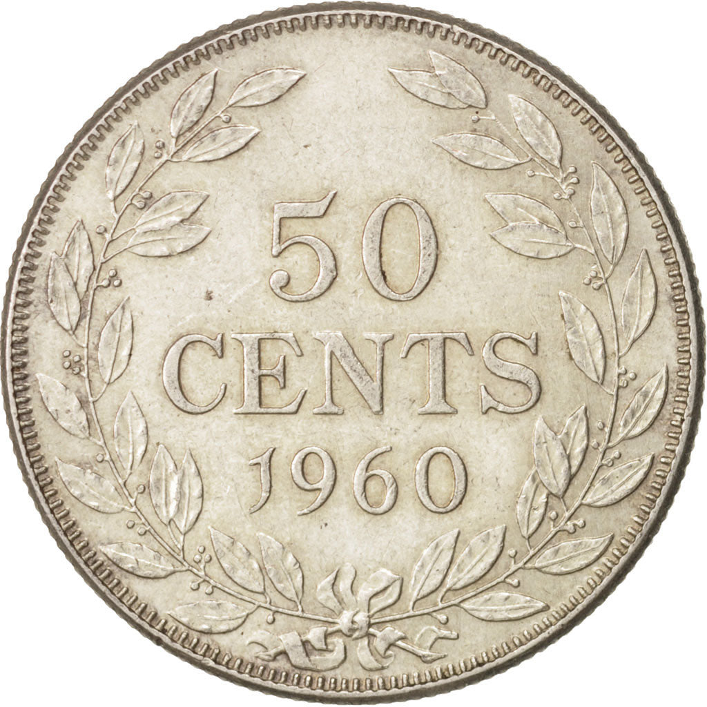 Coin, Liberia, 50 Cents, 1960, Heaton, AU(55-58), Silver, KM:17