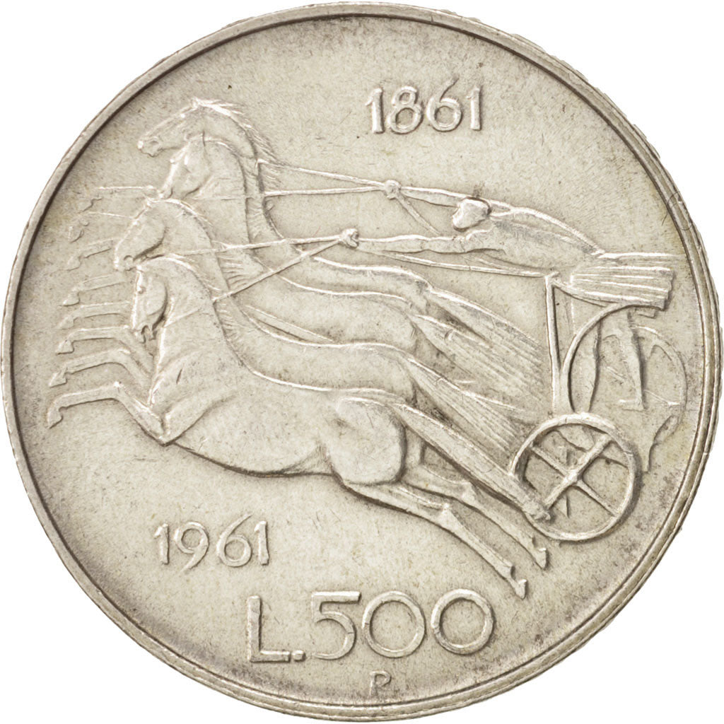 Coin, Italy, 500 Lire, 1961, Rome, AU(50-53), Silver, KM:99