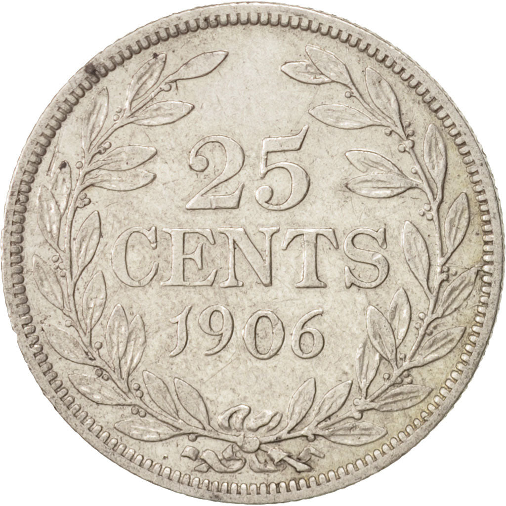 Coin, Liberia, 25 Cents, 1906, Heaton, Birmingham, England, VF(20-25), Silver