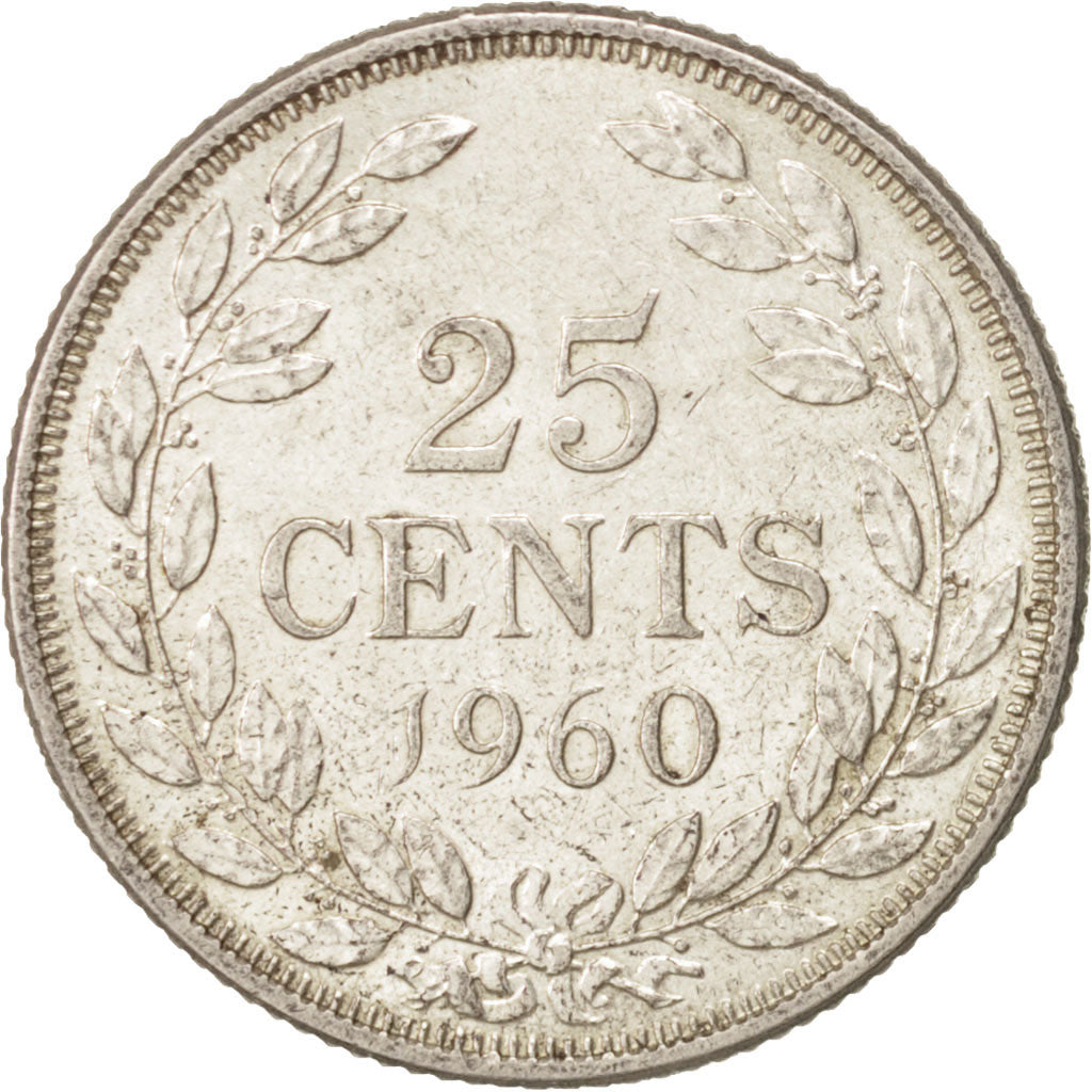 Liberia, 25 Cents, 1960, AU(55-58), Silver, KM:16