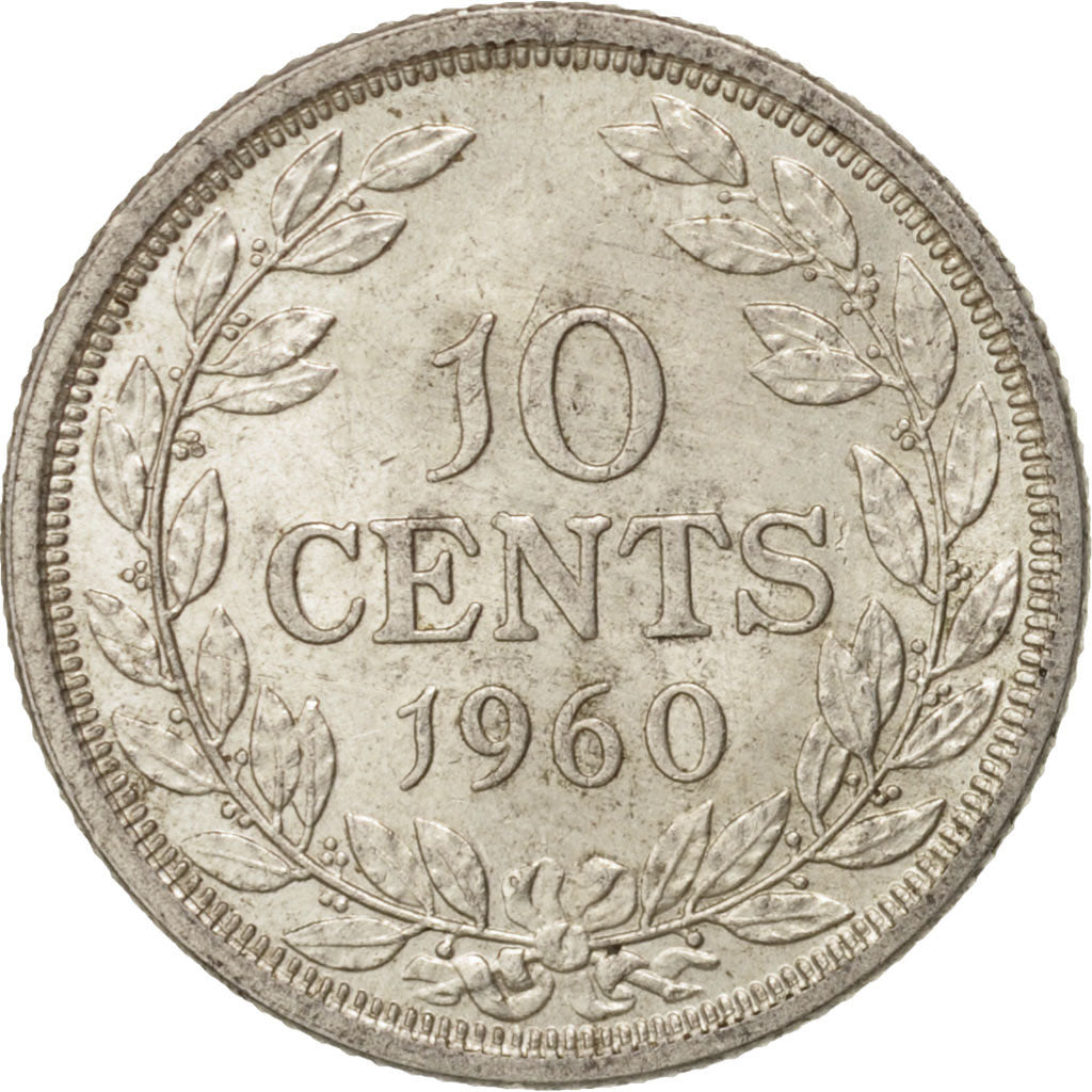 Moneta, Liberia, 10 Cents, 1960, SPL, Argento, KM:15
