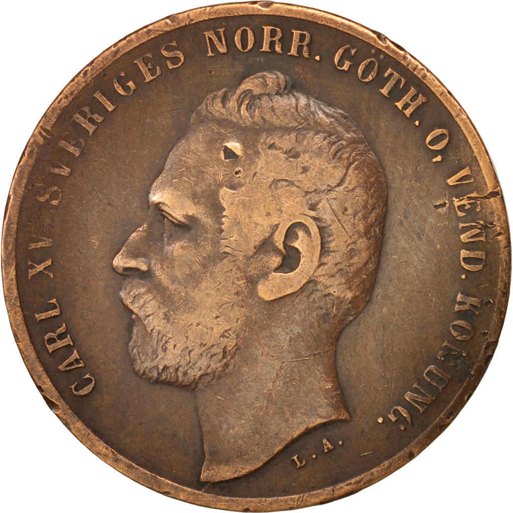 Coin, Sweden, Carl XV Adolf, 2 Öre, 1866, EF(40-45), Bronze, KM:706